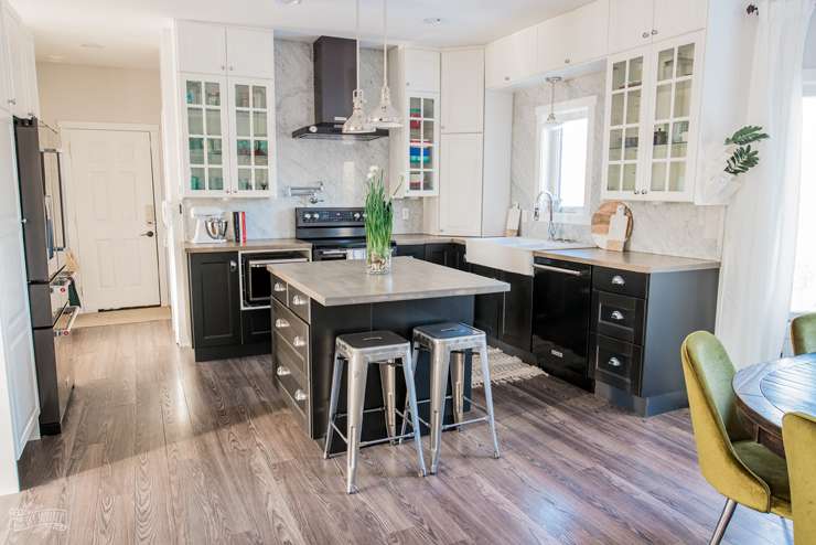 Industrial kitchen with black stainless steel