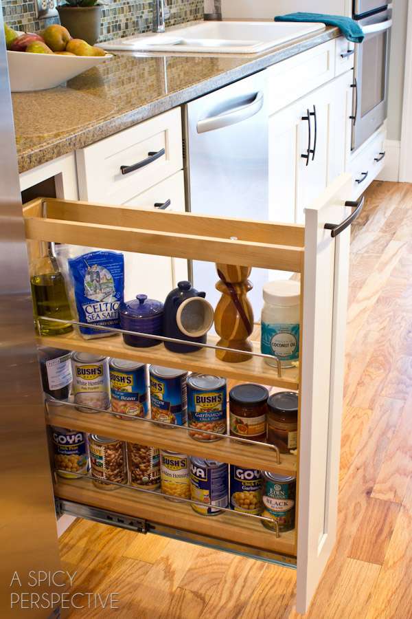 Retractable shelf in kitchen cabinet